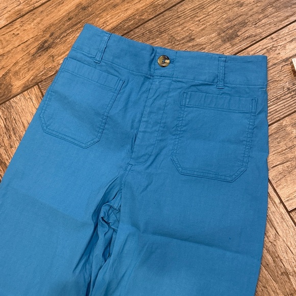 Anthropologie Maeve The Colette Cropped Wide Leg Pants Linen Sky Blue 30 NEW - Picture 3 of 7